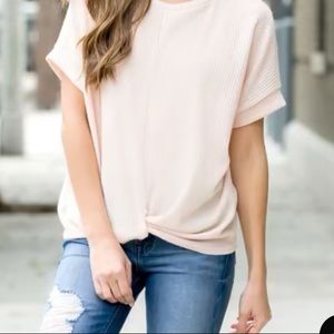 Peach waffle knit top